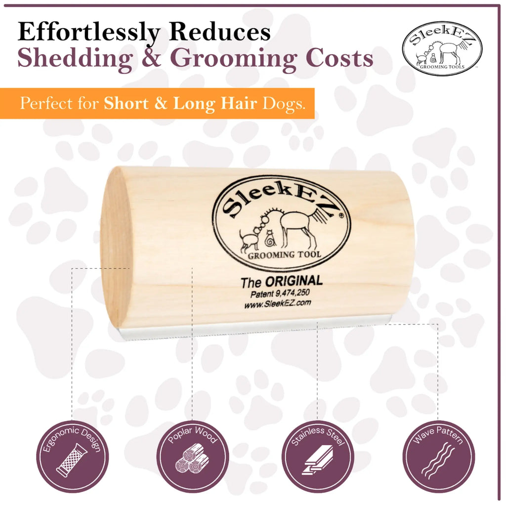 SleekEZ Professional Pet Deshedding Brush – Ultimate Undercoat Grooming Comb for Short & Long Haired Dogs