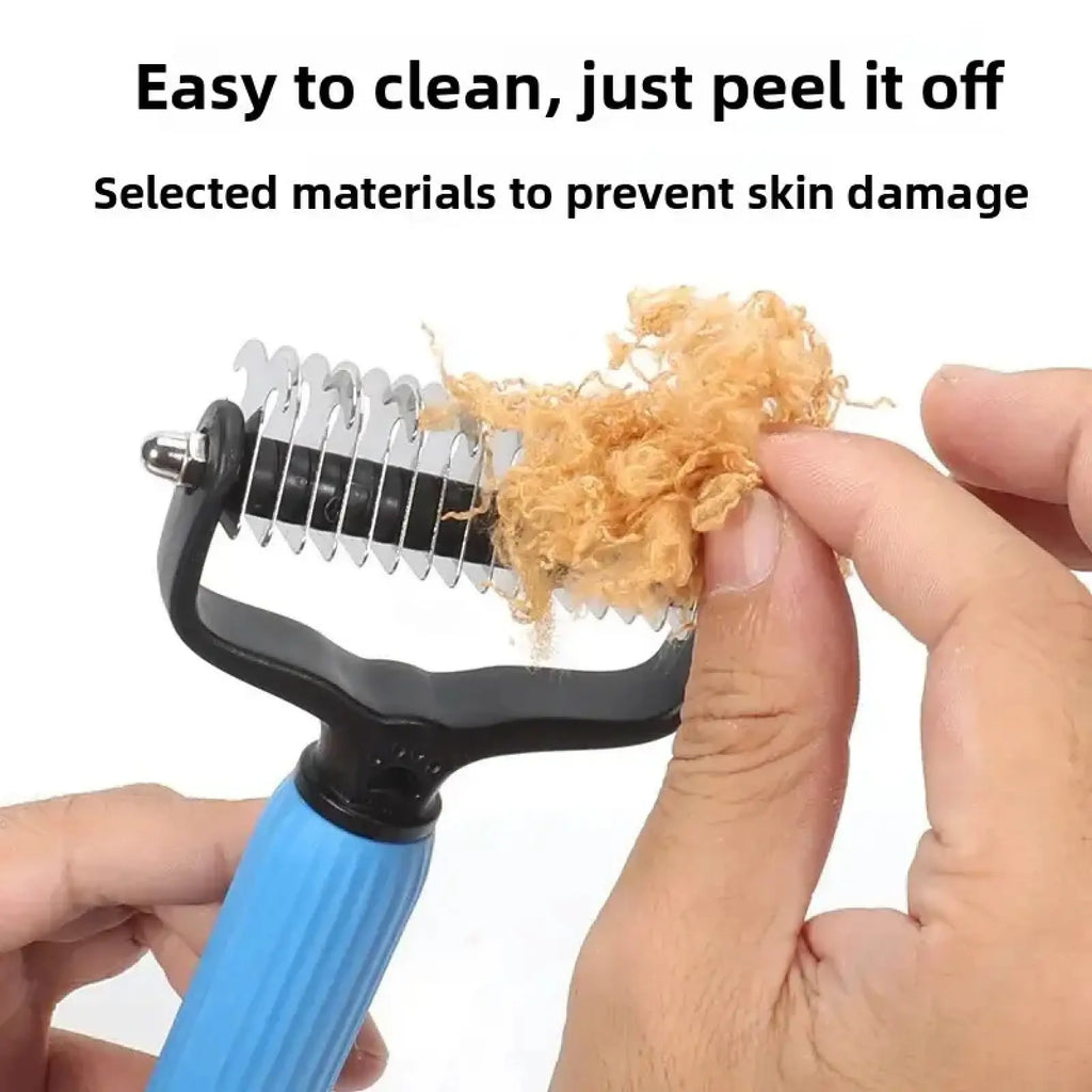 Pet Grooming Tool - Universal Detangling Comb for Dogs, Double-Sided Stainless Steel Design for Effective Shedding and Matted Hair Removal, Essential Daily Coat Maintenance Supplies.
