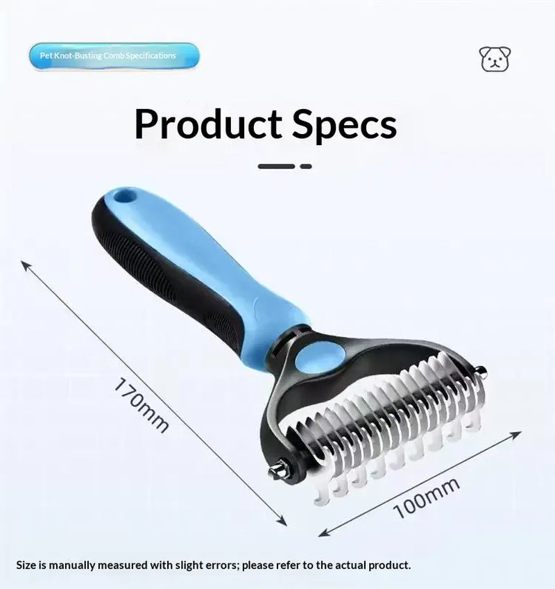 Professional Pet Dematting Rake – Undercoat Grooming Tool & Deshedding Brush for Long-Haired Dogs and Cats