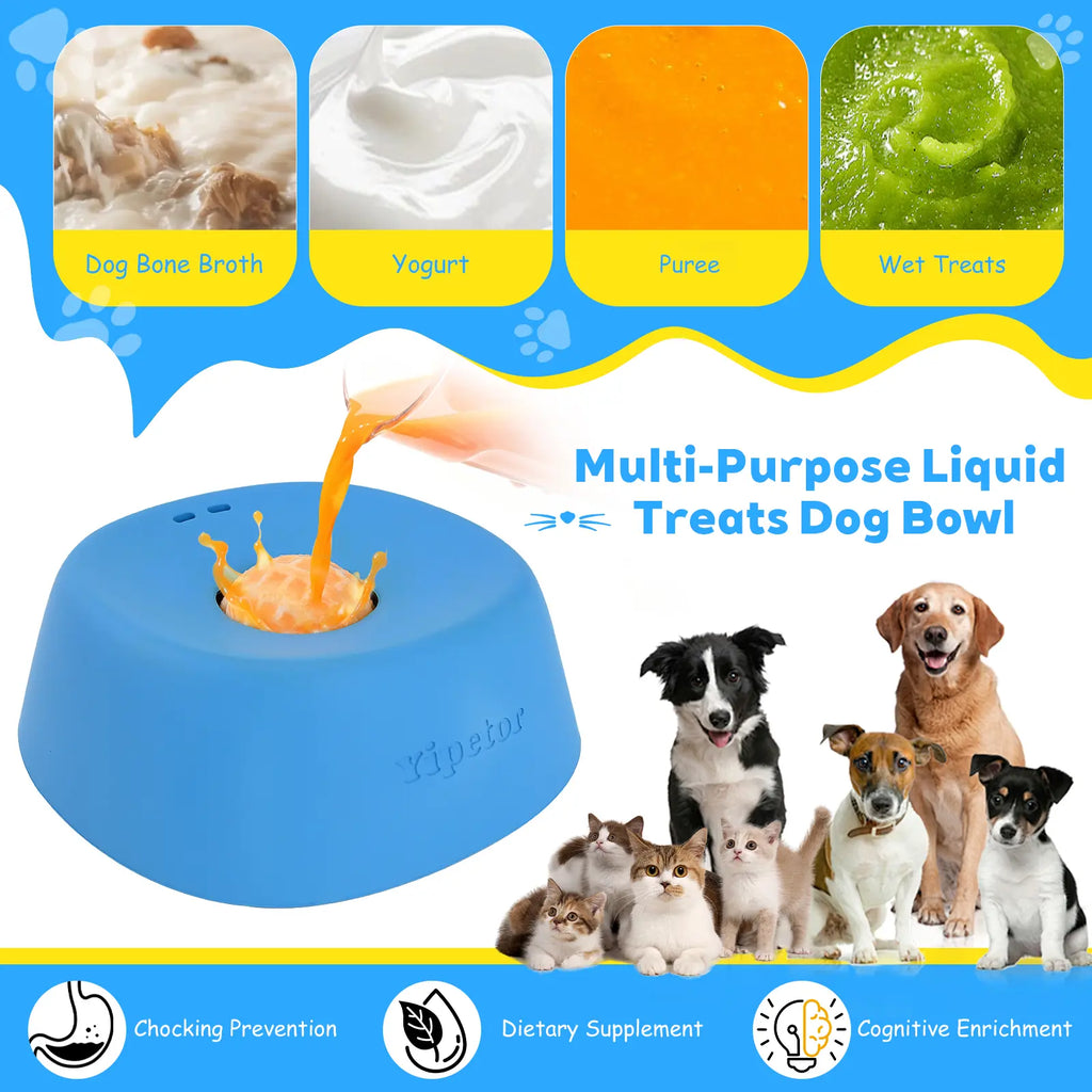 Yipetor Anti-Spill Slow Feeder Dog Bowl – Interactive Rolling Ball Licking Toy for Liquid Treats, Yogurt & Supplements