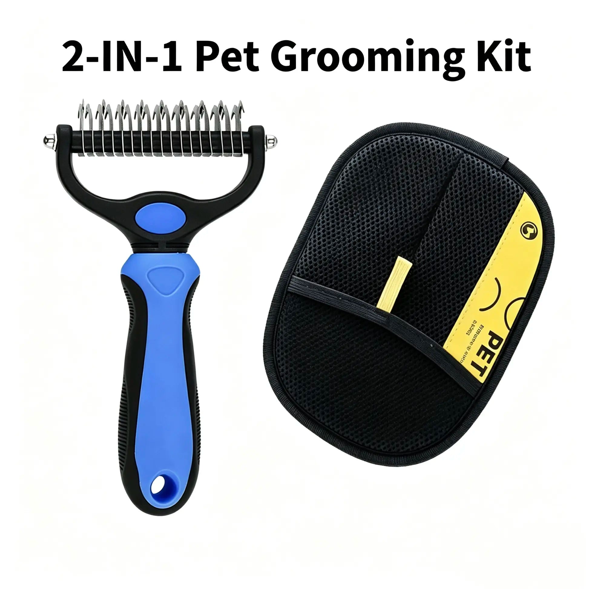 Professional Pet Dematting Rake – Undercoat Grooming Tool & Deshedding Brush for Long-Haired Dogs and Cats