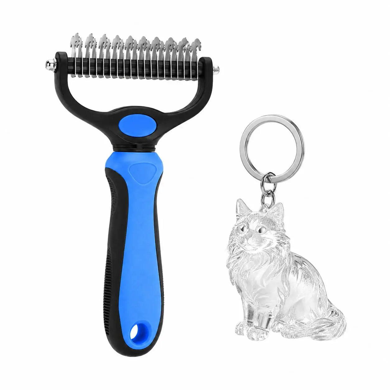 Professional Pet Dematting Rake – Undercoat Grooming Tool & Deshedding Brush for Long-Haired Dogs and Cats