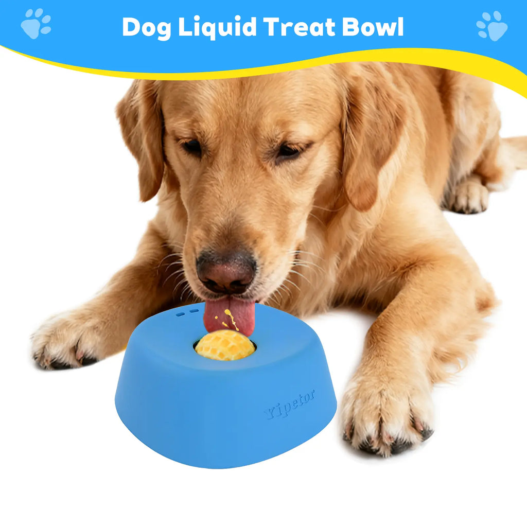 Yipetor Anti-Spill Slow Feeder Dog Bowl – Interactive Rolling Ball Licking Toy for Liquid Treats, Yogurt & Supplements