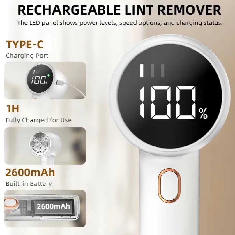 Electric Pet Hair & Lint Remover – Portable Fabric Shaver and Clothes Defuzzer for Furniture, Carpets, and Garments