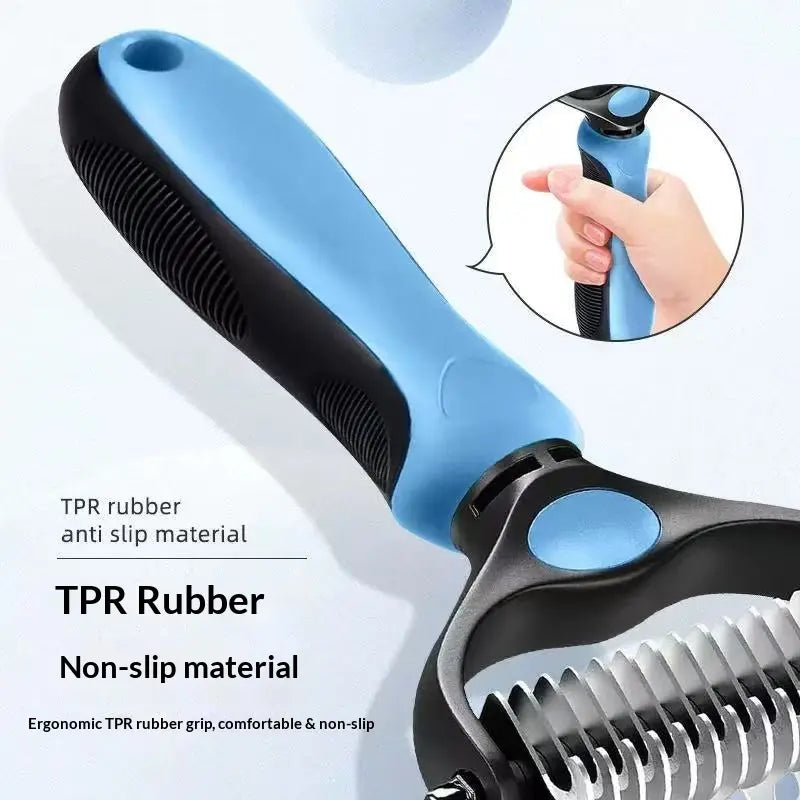 Professional Pet Dematting Rake – Undercoat Grooming Tool & Deshedding Brush for Long-Haired Dogs and Cats