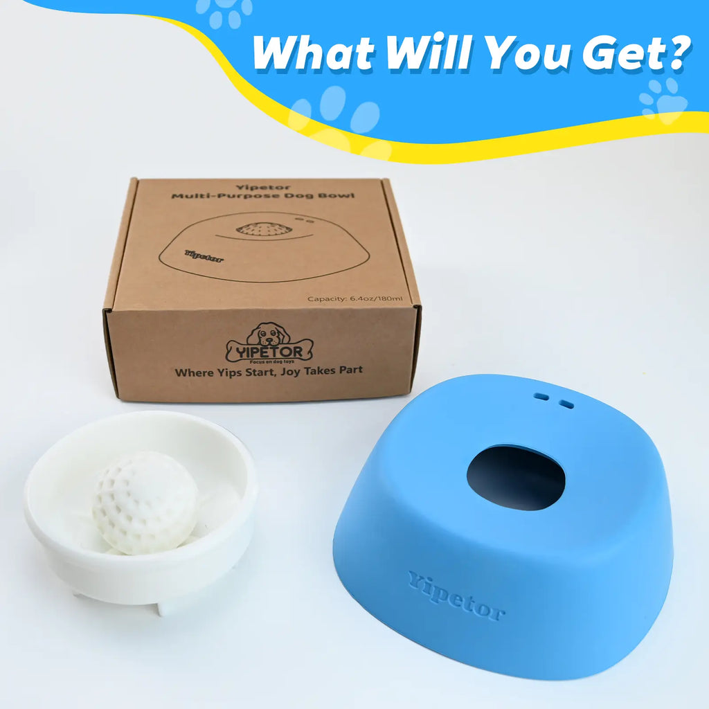 Yipetor Anti-Spill Slow Feeder Dog Bowl – Interactive Rolling Ball Licking Toy for Liquid Treats, Yogurt & Supplements