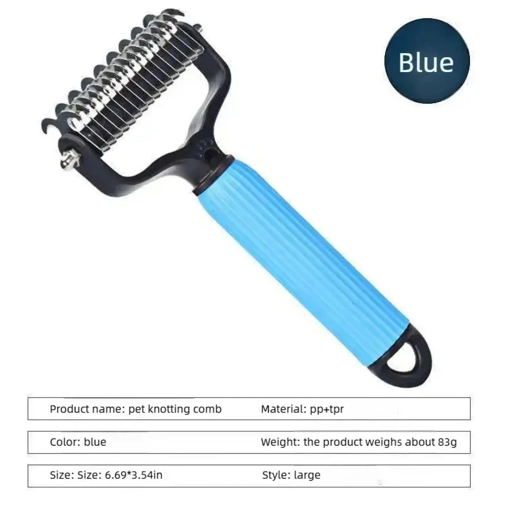 Pet Grooming Tool - Universal Detangling Comb for Dogs, Double-Sided Stainless Steel Design for Effective Shedding and Matted Hair Removal, Essential Daily Coat Maintenance Supplies.