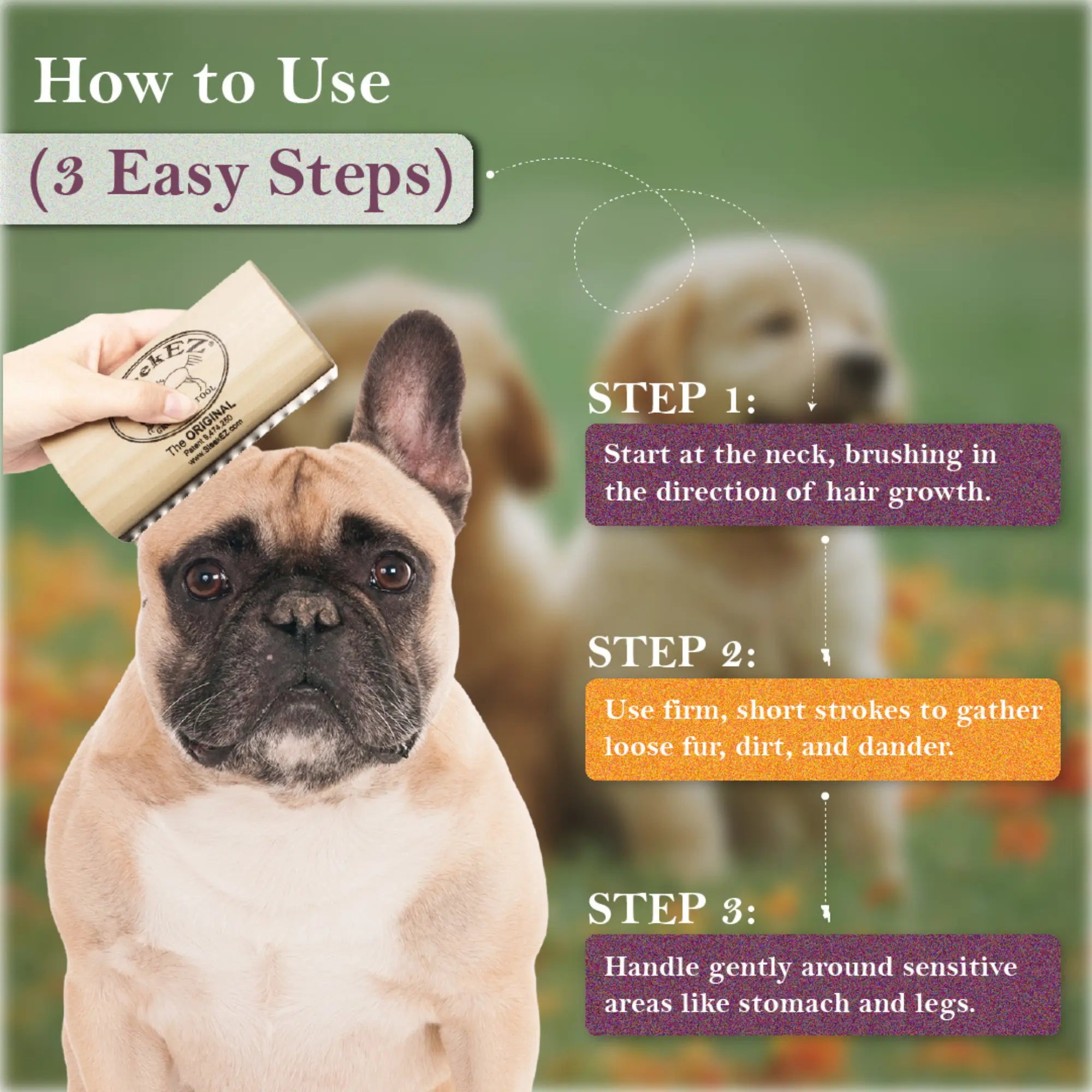 SleekEZ Professional Pet Deshedding Brush – Ultimate Undercoat Grooming Comb for Short & Long Haired Dogs