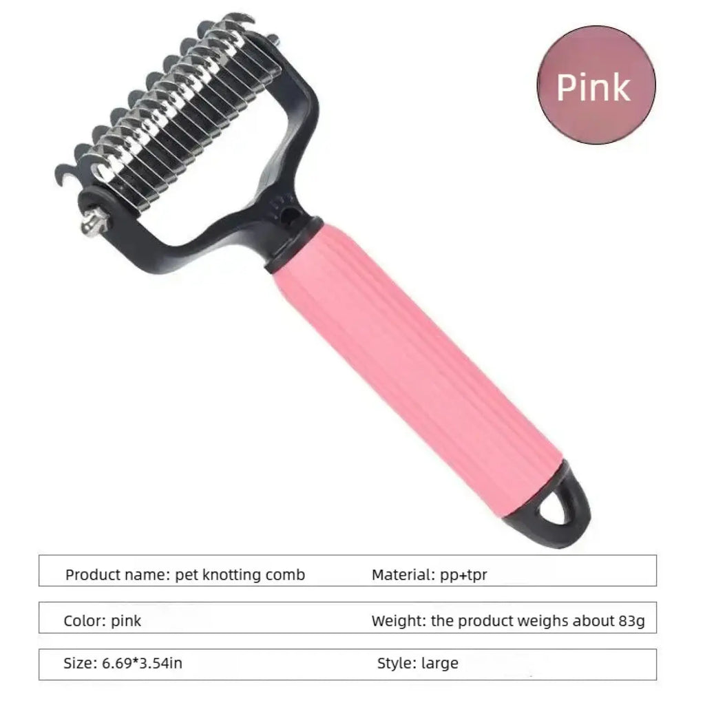 Pet Grooming Tool - Universal Detangling Comb for Dogs, Double-Sided Stainless Steel Design for Effective Shedding and Matted Hair Removal, Essential Daily Coat Maintenance Supplies.