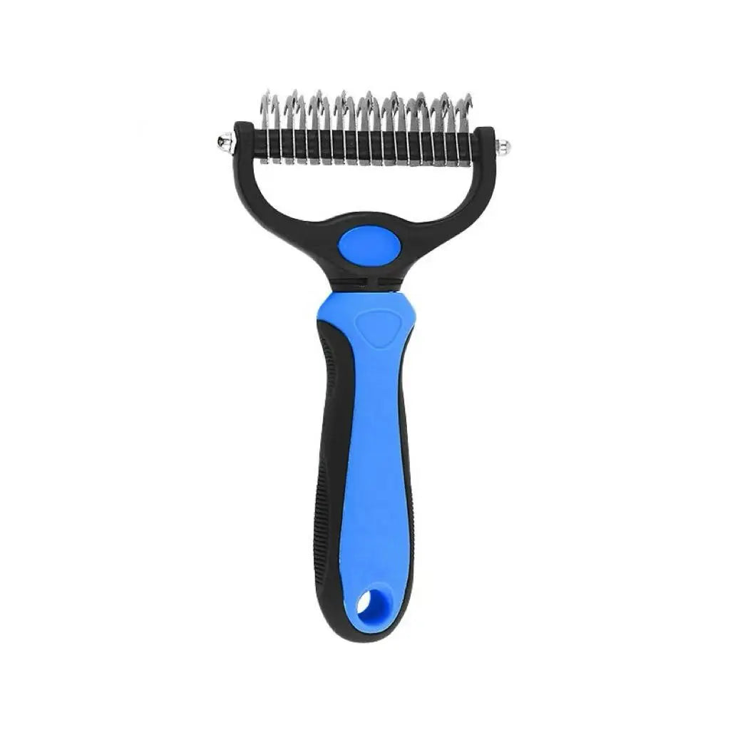 Professional Pet Dematting Rake – Undercoat Grooming Tool & Deshedding Brush for Long-Haired Dogs and Cats